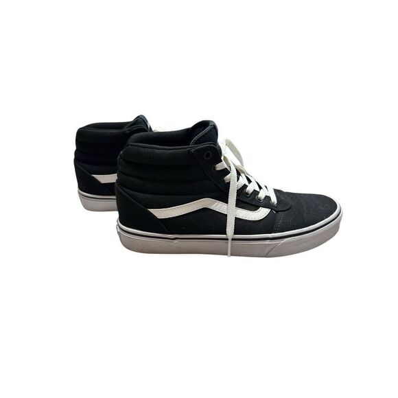Vans Women’s 9.5 Ward High Top Black White Skater Lace Up Canvas Sneakers - Picture 2 of 6